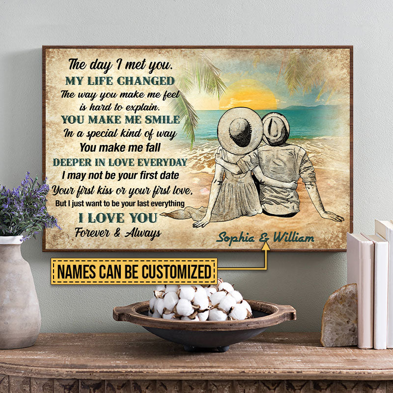 Personalized Beach Couple Dressed My Life Changed Custom Poster