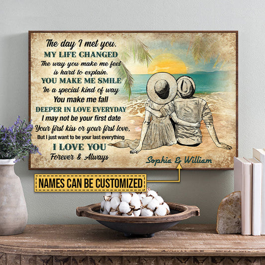 Personalized Beach Couple Dressed My Life Changed Custom Poster