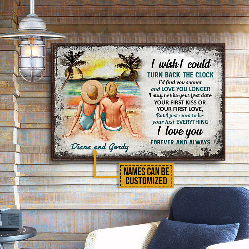 Personalized Beach Couple Turn Back The Clock Customized Poster