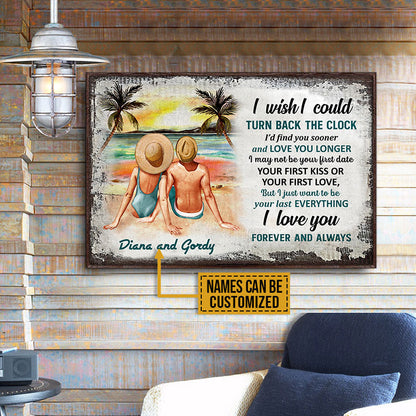 Personalized Beach Couple Turn Back The Clock Customized Poster