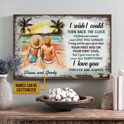 Personalized Beach Couple Turn Back The Clock Customized Poster