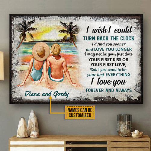 Personalized Beach Couple Turn Back The Clock Customized Poster