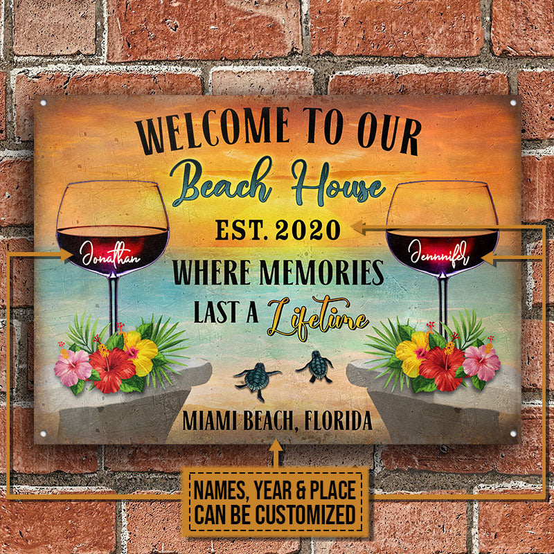 Personalized Beach House A Lifetime Custom Classic Metal Signs