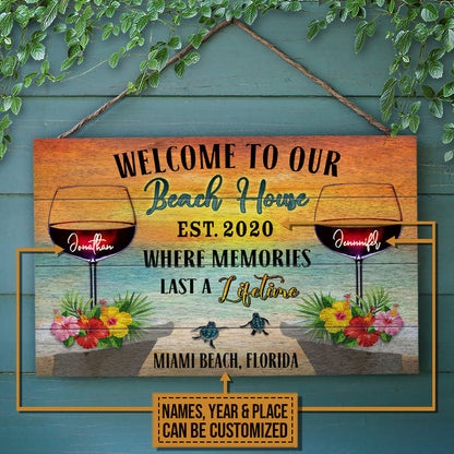 Personalized Beach House A Lifetime Custom Wood Rectangle Sign