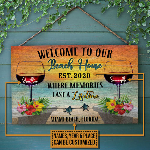 Personalized Beach House A Lifetime Custom Wood Rectangle Sign
