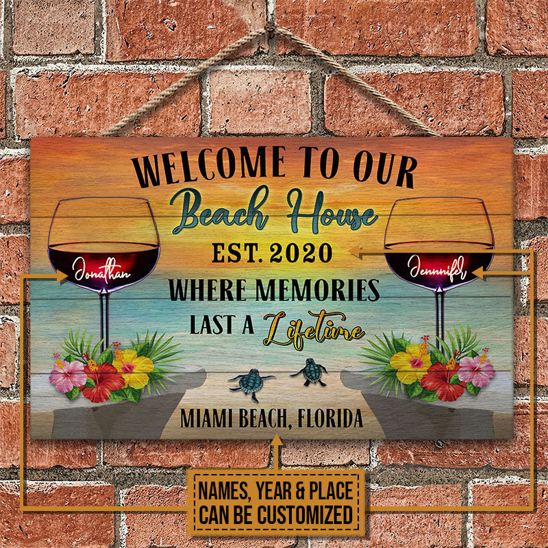 Personalized Beach House A Lifetime Custom Wood Rectangle Sign