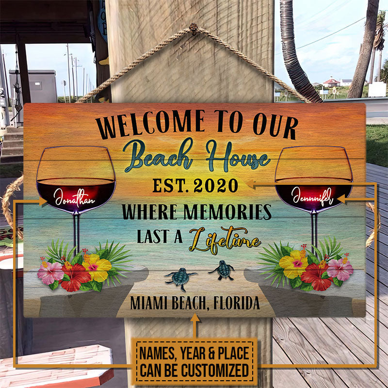 Personalized Beach House A Lifetime Custom Wood Rectangle Sign