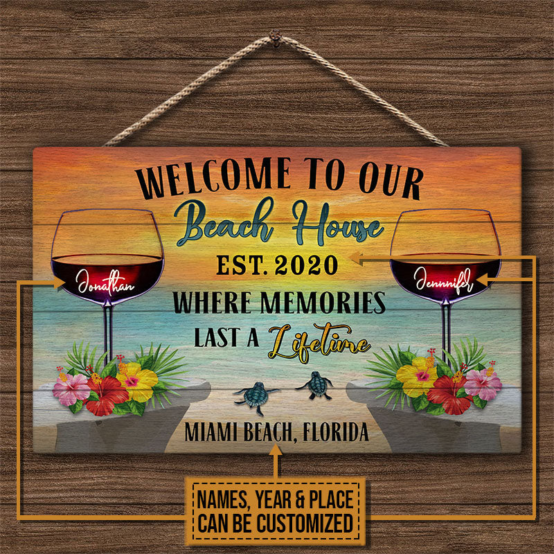Personalized Beach House A Lifetime Custom Wood Rectangle Sign