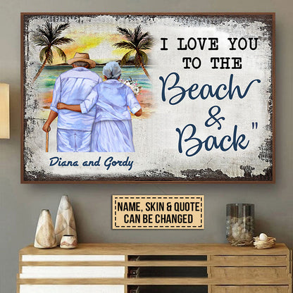 Personalized Beach Old Couple Customized Poster