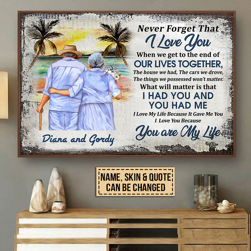 Personalized Beach Old Couple Customized Poster