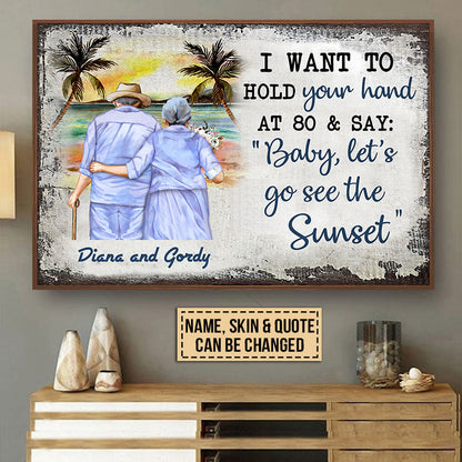 Personalized Beach Old Couple Customized Poster