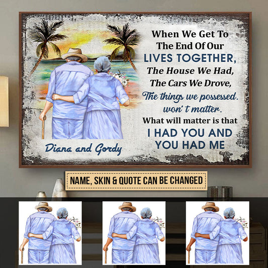 Personalized Beach Old Couple Customized Poster