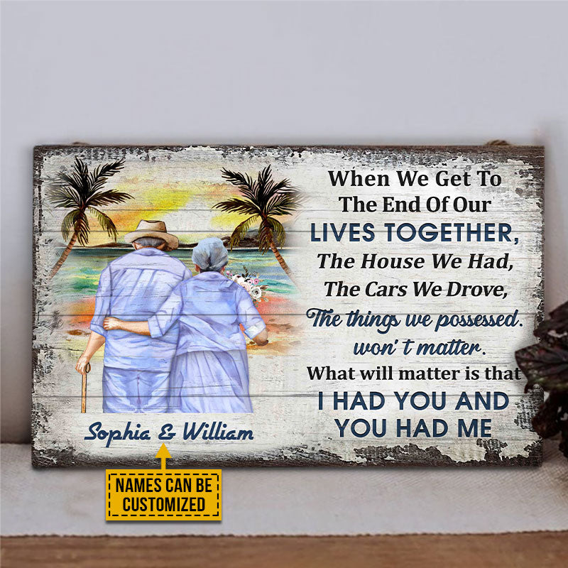 Personalized Beach Old Couple When We Get Custom Wood Rectangle Sign