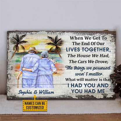 Personalized Beach Old Couple When We Get Custom Wood Rectangle Sign