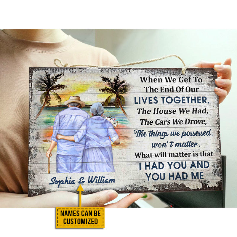Personalized Beach Old Couple When We Get Custom Wood Rectangle Sign