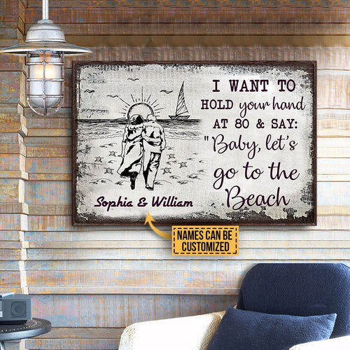 Personalized Beach Sketch Let's Go To The Beach Custom Poster