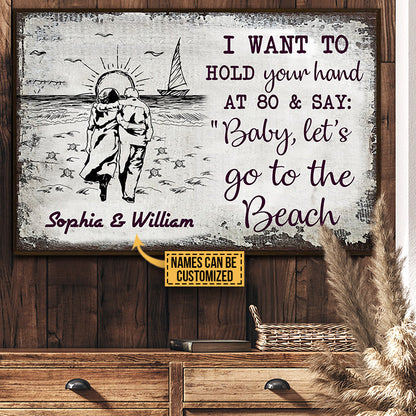 Personalized Beach Sketch Let's Go To The Beach Custom Poster