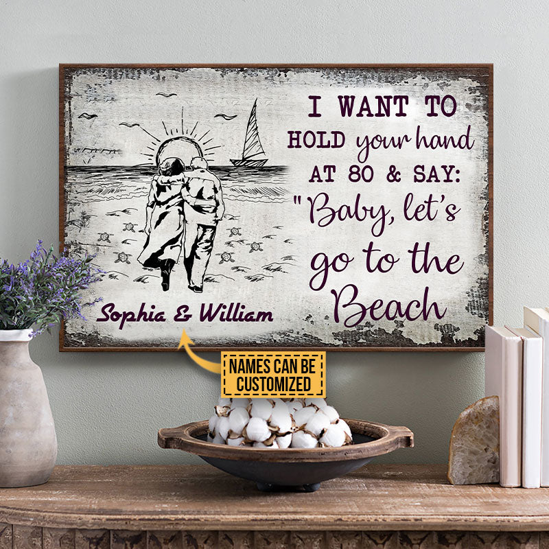 Personalized Beach Sketch Let's Go To The Beach Custom Poster