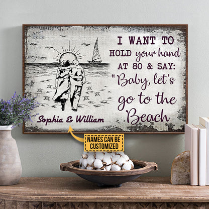 Personalized Beach Sketch Let's Go To The Beach Custom Poster
