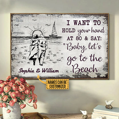 Personalized Beach Sketch Let's Go To The Beach Custom Poster