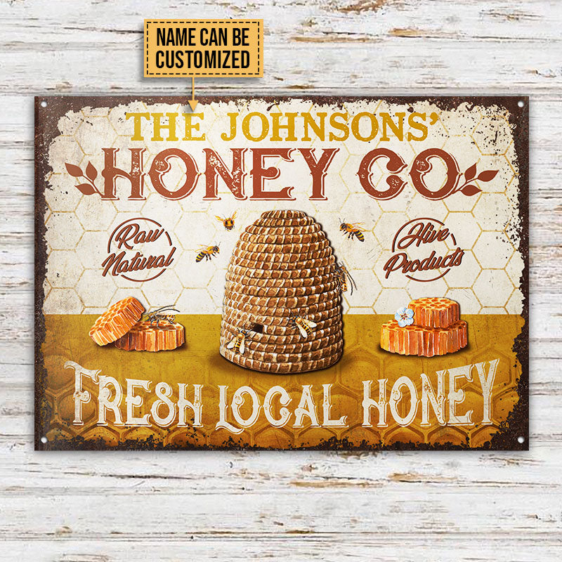 Personalized Bee Fresh Local Honey Raw Natural Customized Classic Metal Signs