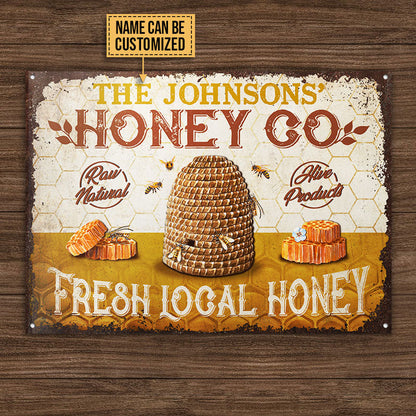 Personalized Bee Fresh Local Honey Raw Natural Customized Classic Metal Signs
