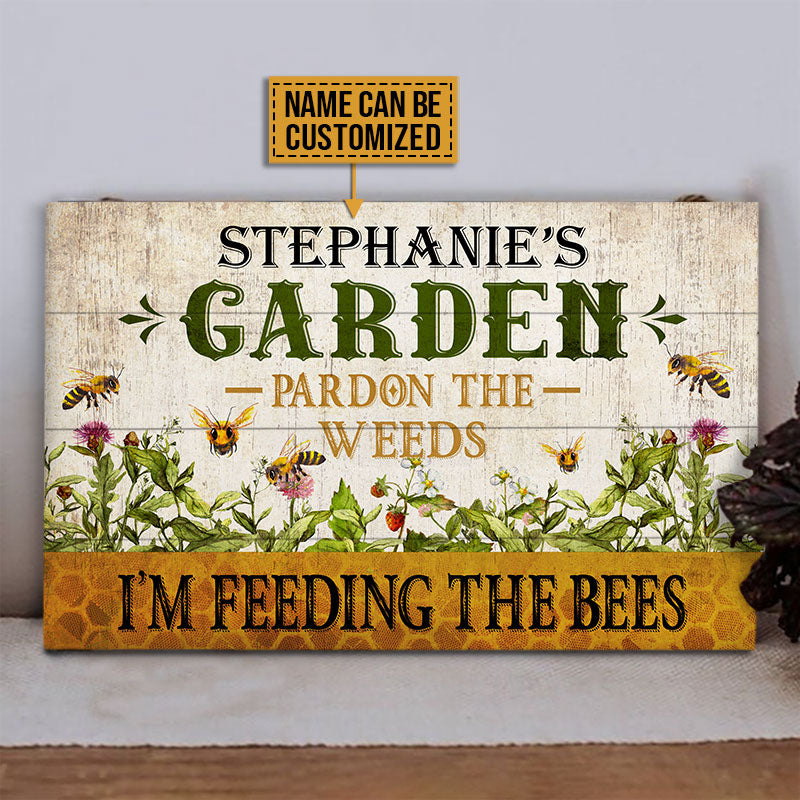Personalized Bee Garden Pardon The Weeds Customized Wood Rectangle Sign