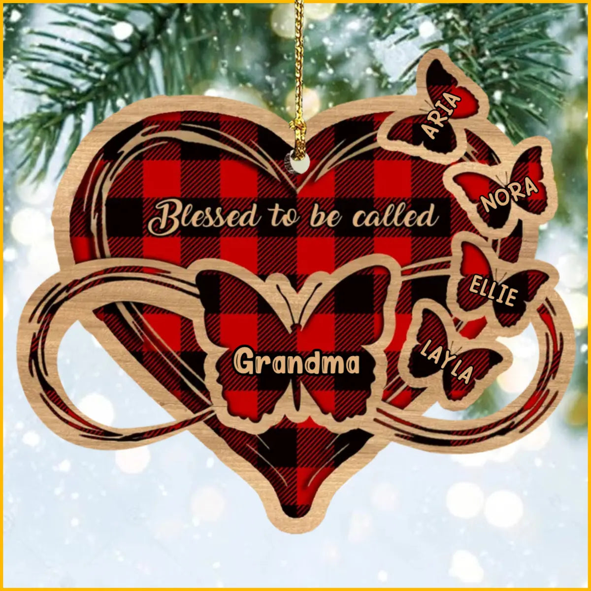 Personalized Blessed To Be Called Grandma Nana Mom Butterfly Wood Ornament NVL20OCT21TT1 ornament The Next Custom Gift