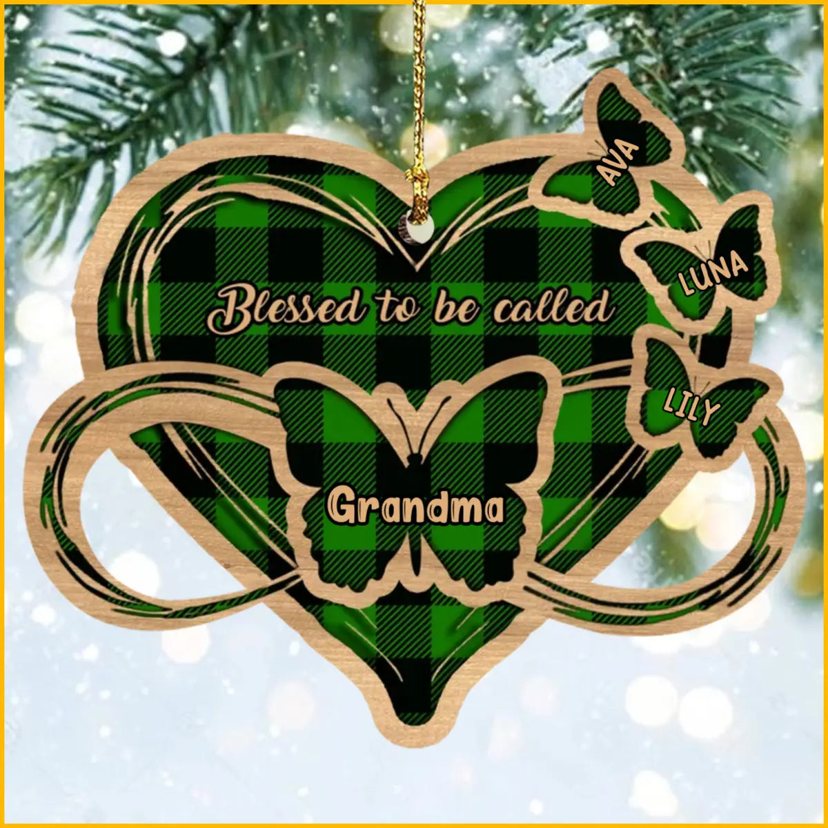 Personalized Blessed To Be Called Grandma Nana Mom Butterfly Wood Ornament NVL20OCT21TT1 ornament The Next Custom Gift