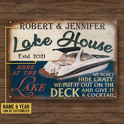 Personalized Boat Lake Don't Hide Crazy Customized Classic Metal Signs