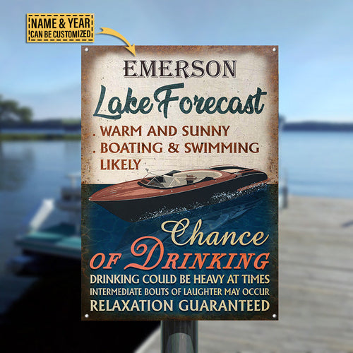 Personalized Boating Lake Forecast Customized Classic Metal Signs