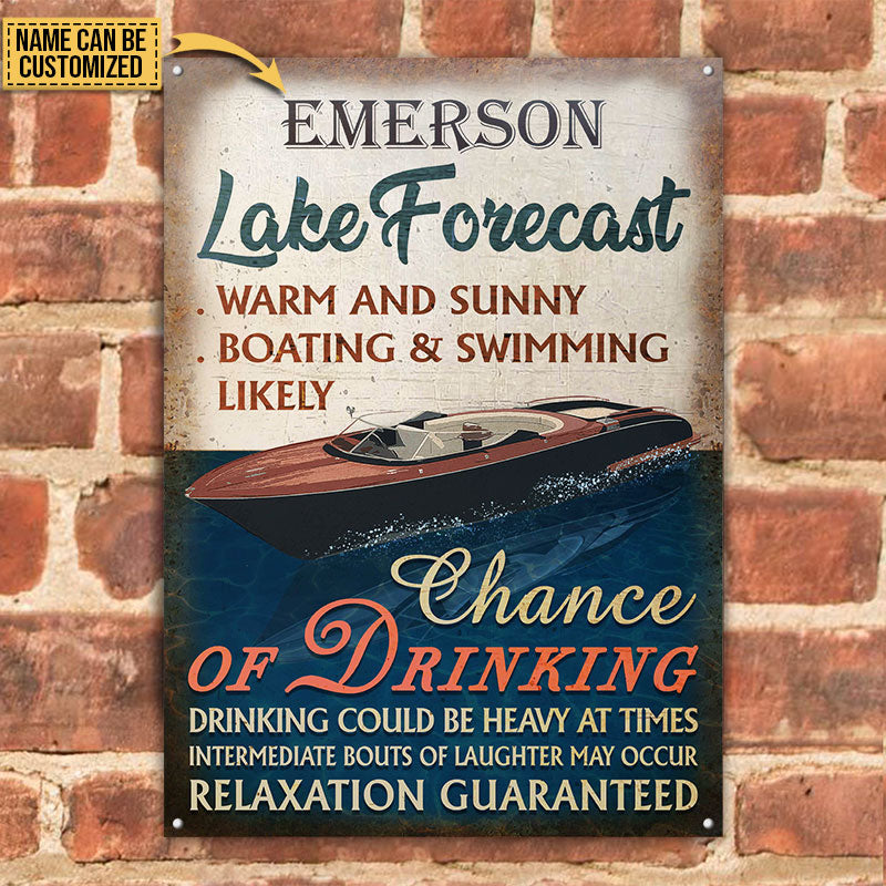 Personalized Boating Lake Forecast Customized Classic Metal Signs