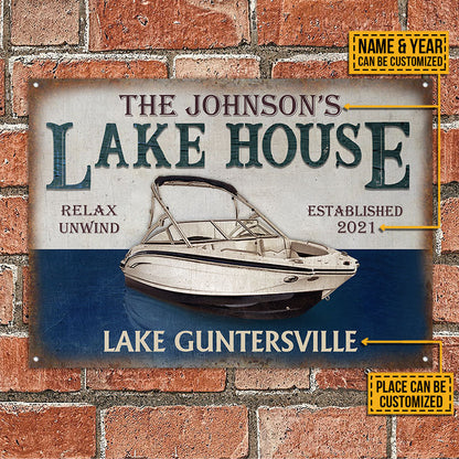 Personalized Bow Rider Lake House Relax Customized Classic Metal Signs