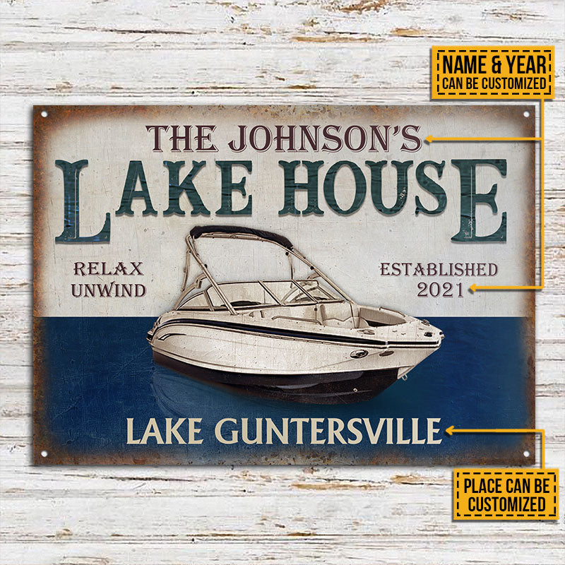 Personalized Bow Rider Lake House Relax Customized Classic Metal Signs