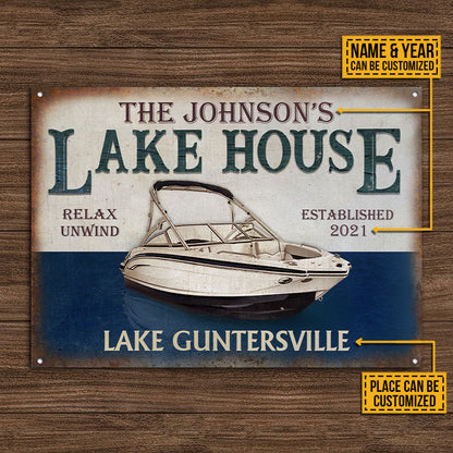 Personalized Bow Rider Lake House Relax Customized Classic Metal Signs
