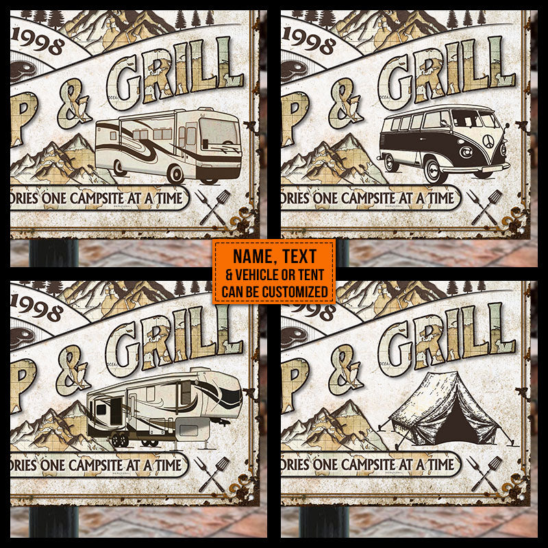 Personalized Camp & Grill Making Memories Customized Classic Metal Signs