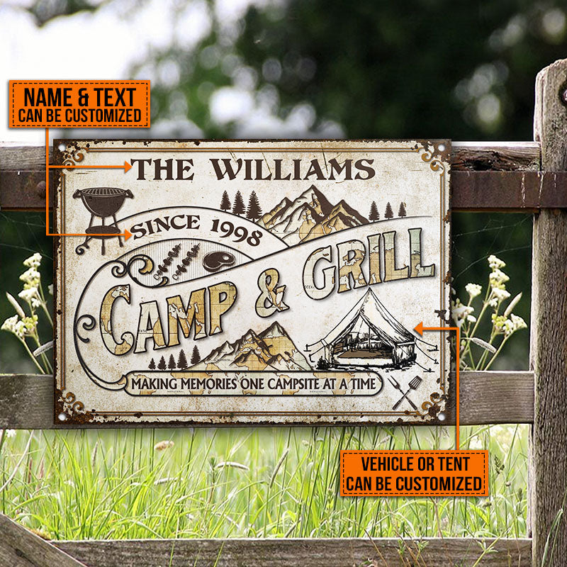 Personalized Camp & Grill Making Memories Customized Classic Metal Signs