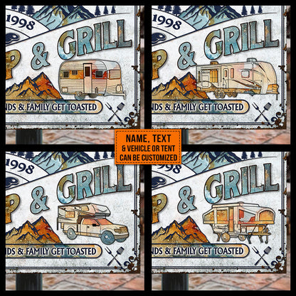Personalized Camp & Grill Serving Get Toasted Classic Metal Signs