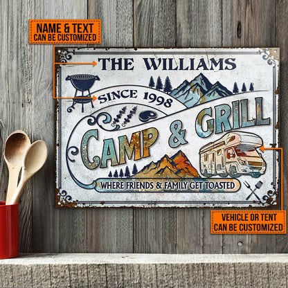 Personalized Camp & Grill Serving Get Toasted Classic Metal Signs