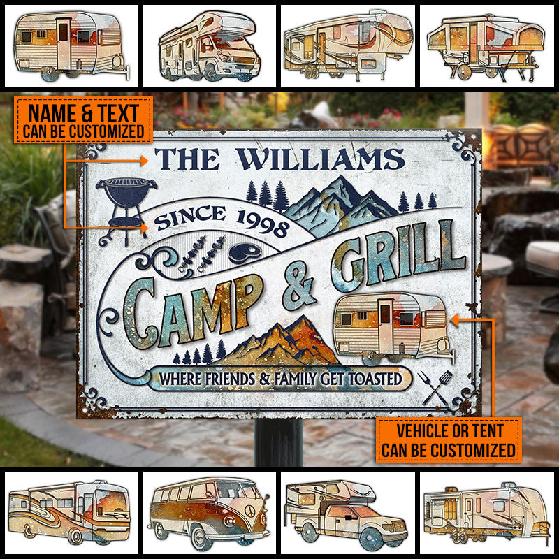 Personalized Camp & Grill Serving Get Toasted Classic Metal Signs