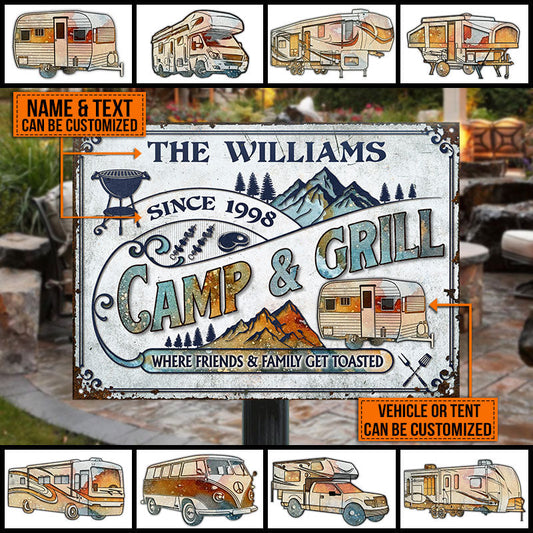 Personalized Camp & Grill Serving Get Toasted Classic Metal Signs