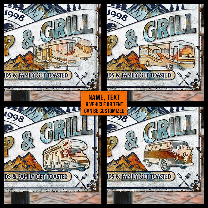 Personalized Camp & Grill Serving Get Toasted Classic Metal Signs