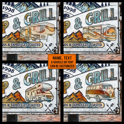 Personalized Camp & Grill Serving Get Toasted Classic Metal Signs