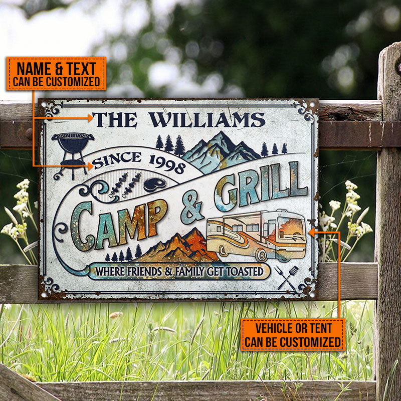 Personalized Camp & Grill Serving Get Toasted Classic Metal Signs