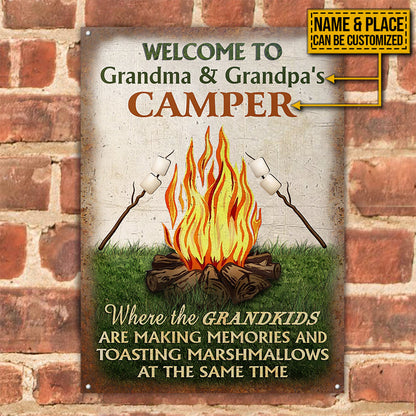 Personalized Campfire Grandkids Customized Classic Metal Signs