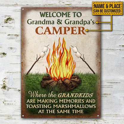 Personalized Campfire Grandkids Customized Classic Metal Signs