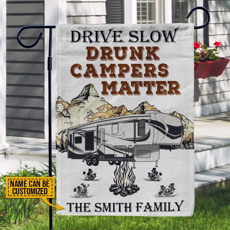 Personalized Camping 5th Wheel Drunk Camper Customized Flag