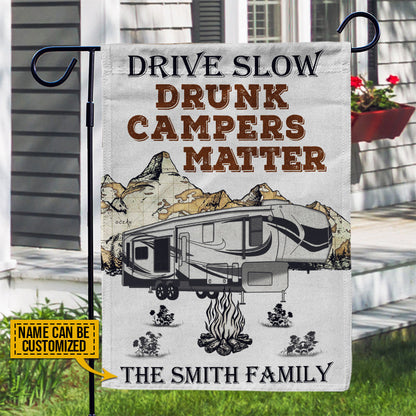 Personalized Camping 5th Wheel Drunk Camper Customized Flag