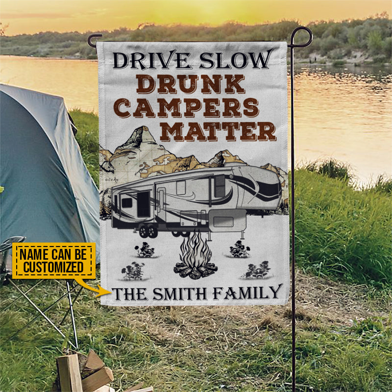Personalized Camping 5th Wheel Drunk Camper Customized Flag