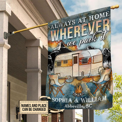 Personalized Camping Always At Home Customized Flag